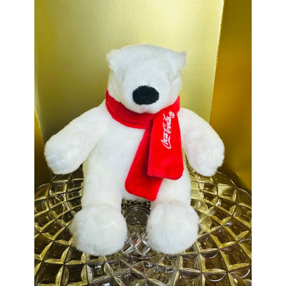 Coca-Cola Polar Bear Plush 6" Stuffed Animal Toy with Red Scarf Vintage